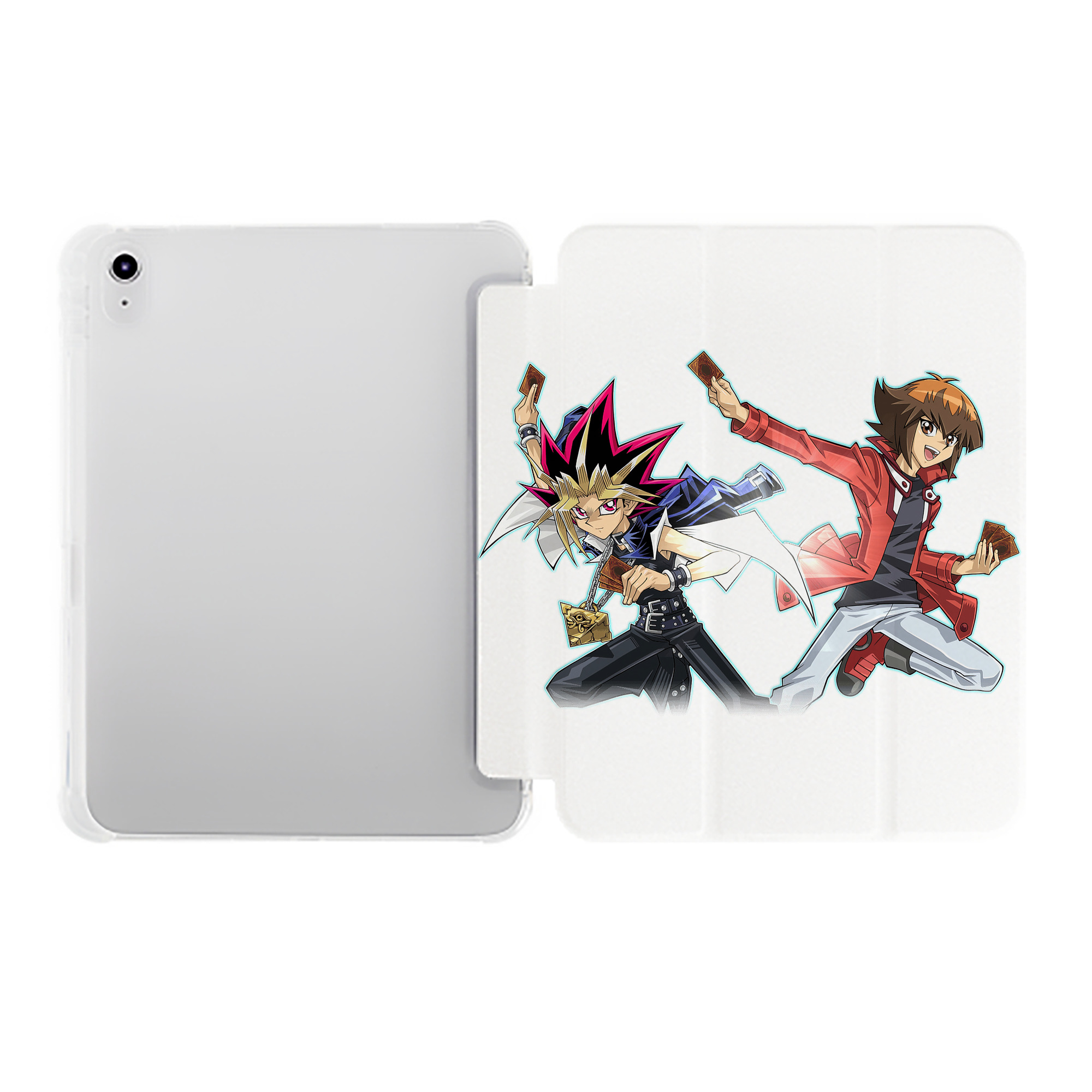 （画像用） 遊☆戯☆王 Yu-Gi-Oh! IPad ケース ペン収納付き 三つ折りスタンド PUレザー×シリコン 対応機種9.5/10.5/10.9インチ